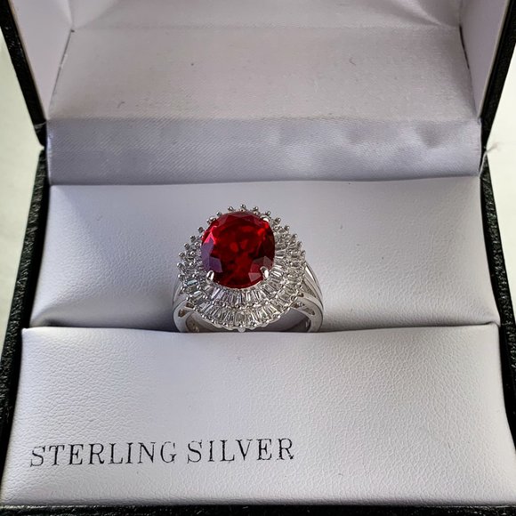 Sterling Silver ruby color ring size 8 - Picture 4 of 6